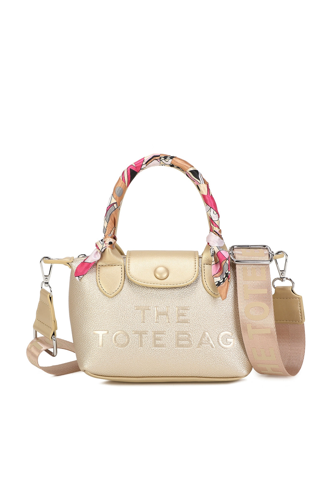Bronte PU Leather Scarfed Mini Top Handle Tote Bag - RJ260541
