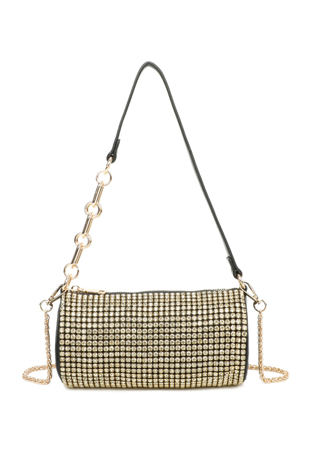 Marteau Diamond Embellished Cyclinder Shaped Evening Chain Strap Shoulder Bag