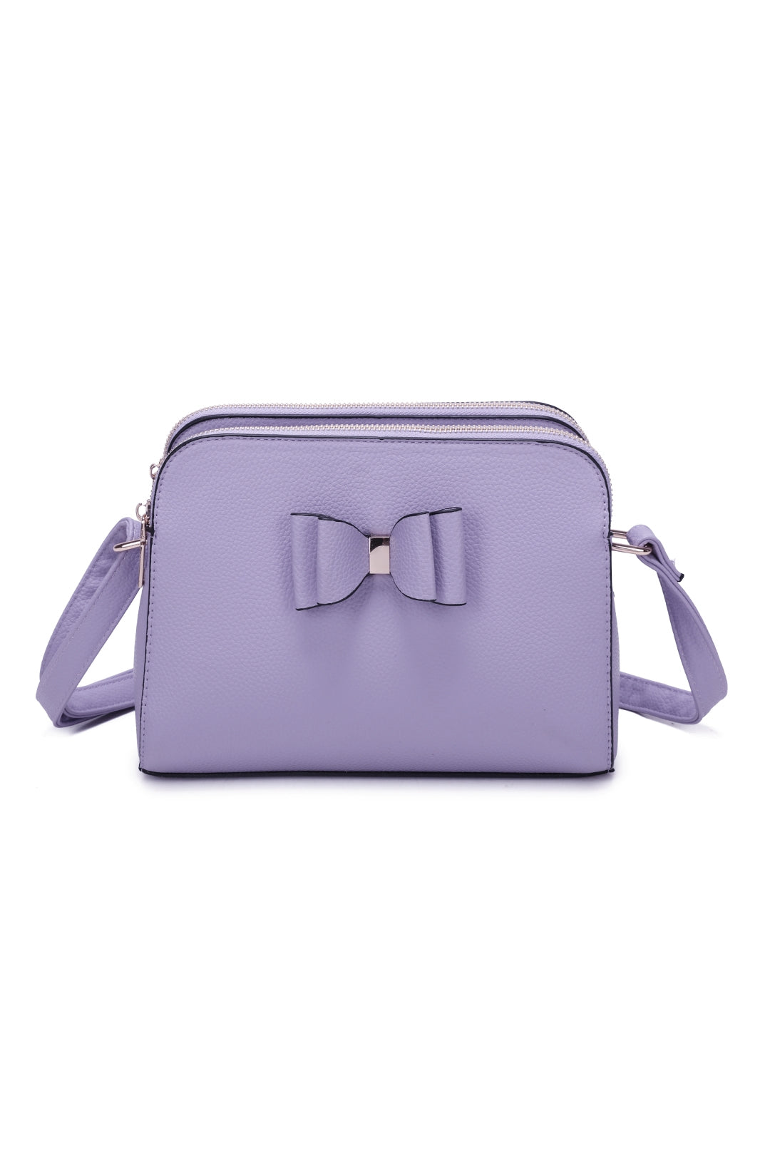 Gabby Triple Zip Tri-Compartments PU Butterfly Bow Crossbody Bag - RB230922