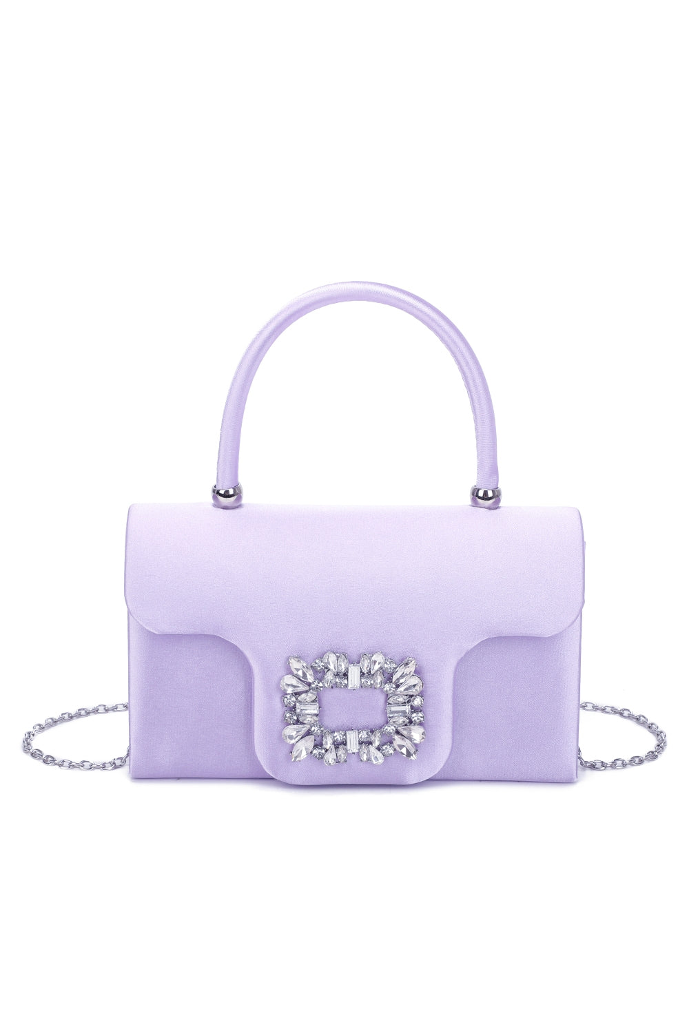 Starlit Satin Top Handle Clutch Bag With Diamond Decoration - RZ2531