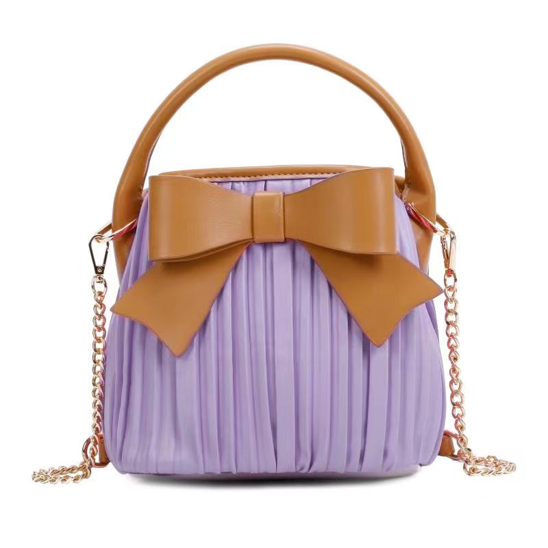 Ruffled Faux Leather Handle Handbag