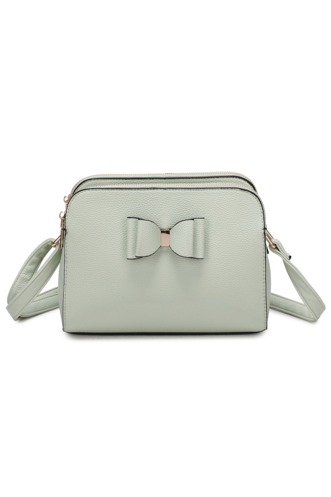 Gabby Triple Zip Tri-Compartments PU Butterfly Bow Crossbody Bag - RB230922