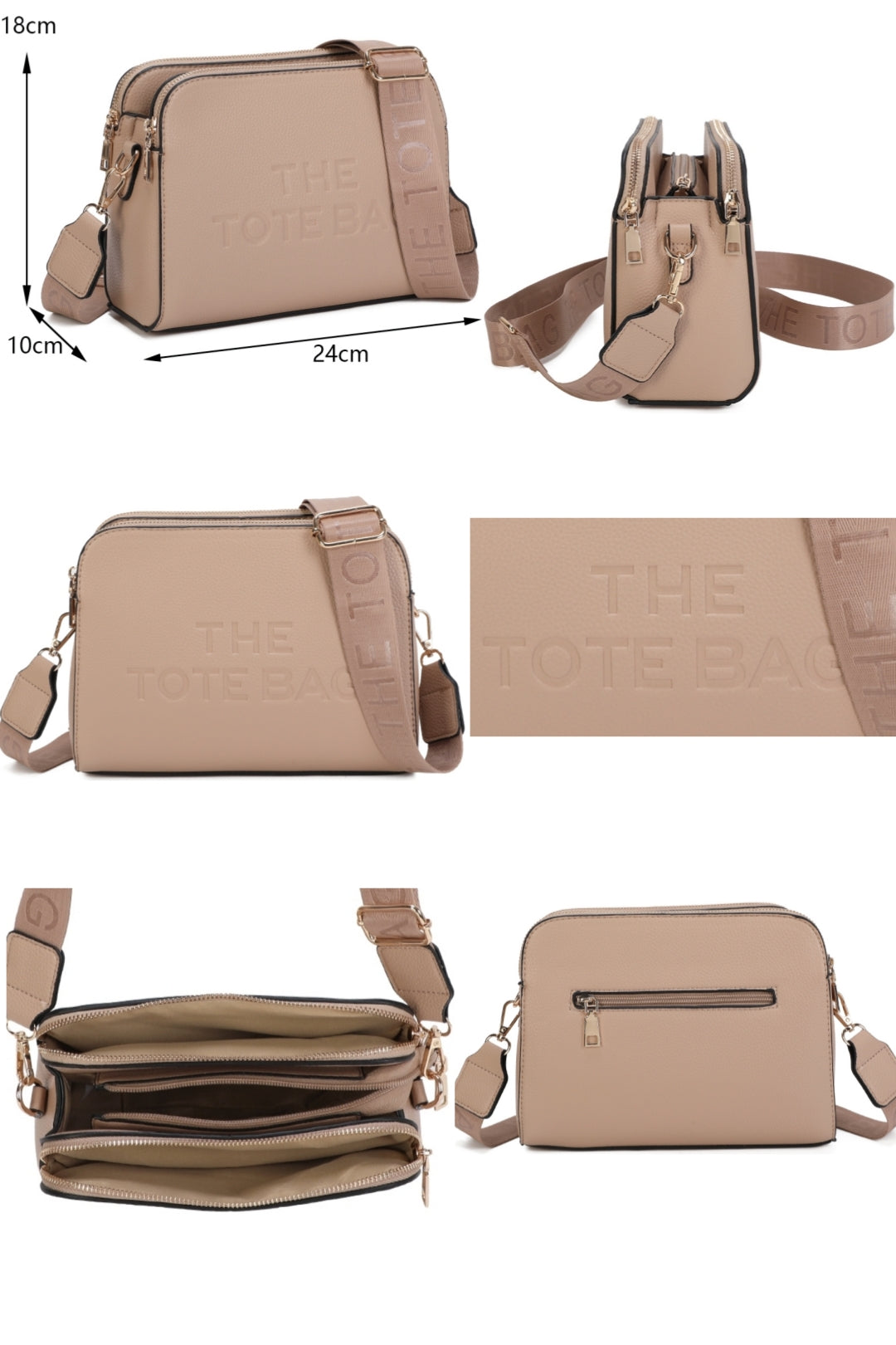 Verity Three Zipped Sections Triple Compartments Crossbody Tote Bag - RM230417