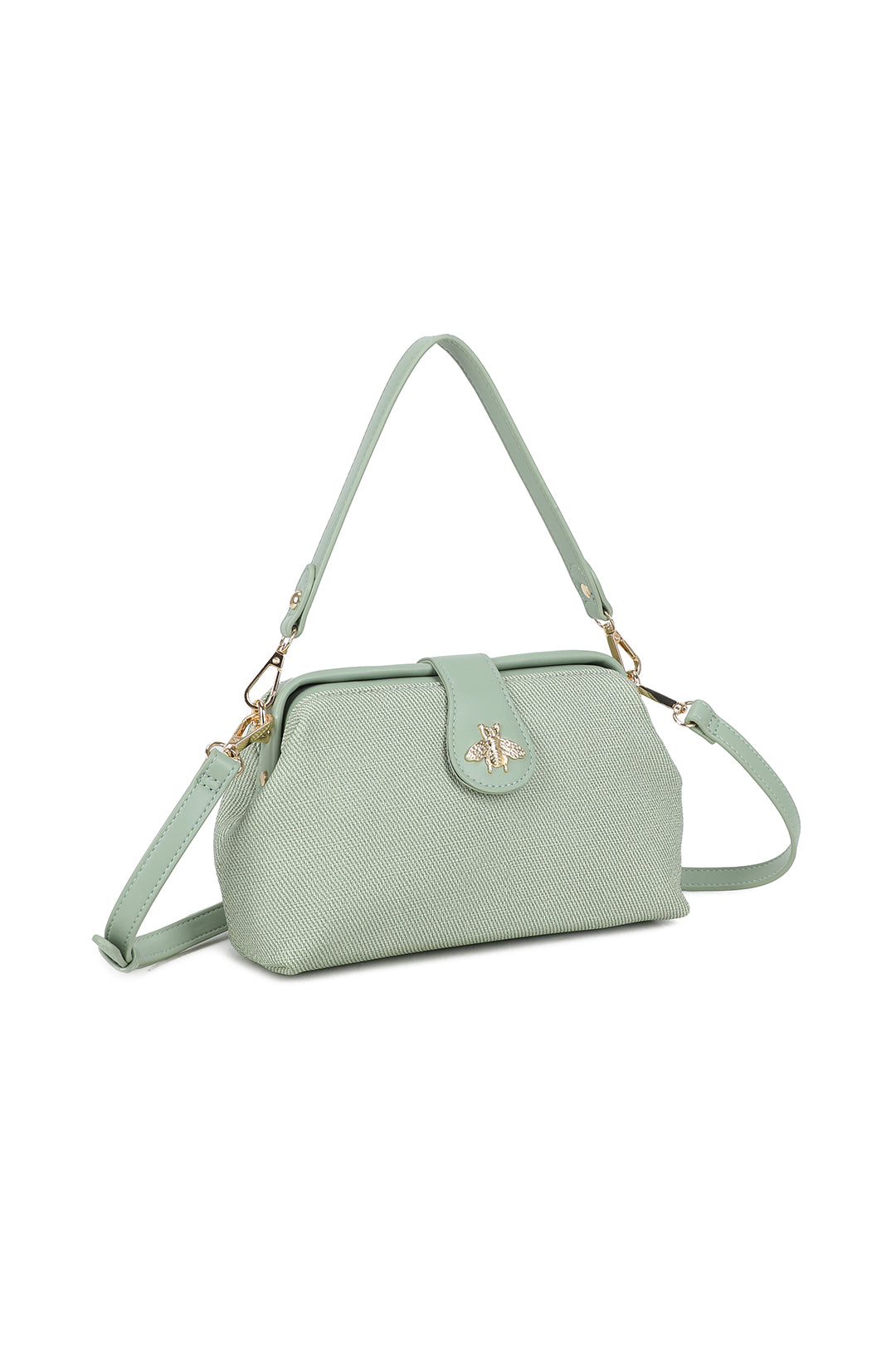 Isold Classic Bee Badge PU Leather Top Handle Crossbody Hobo Bag - RJ241075