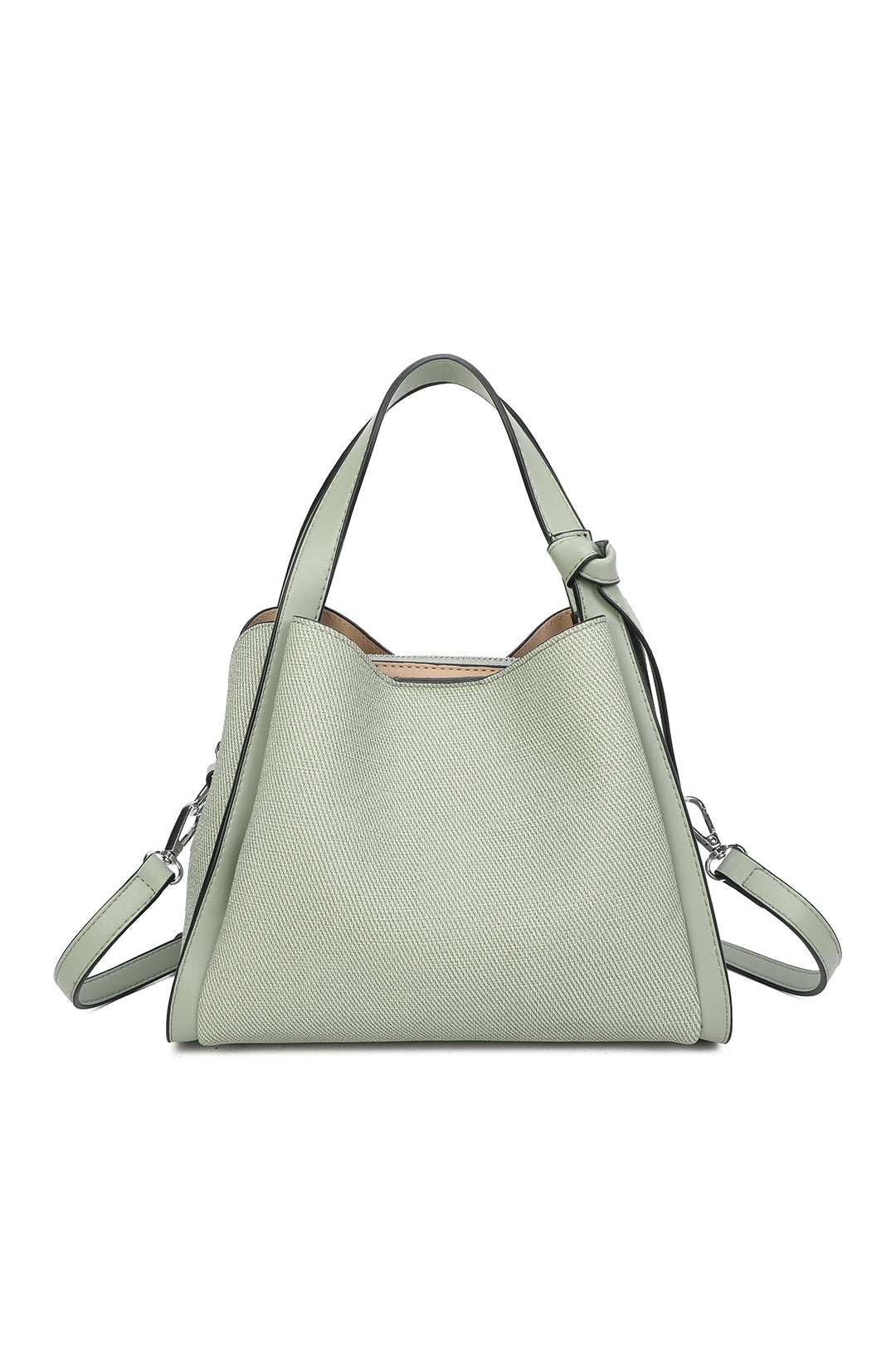 Meridian Triple Compartment Canvas PU Leather Top Handle Bag - RB250951