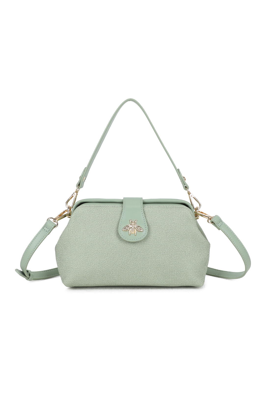 Isold Classic Bee Badge PU Leather Top Handle Crossbody Hobo Bag - RJ241075