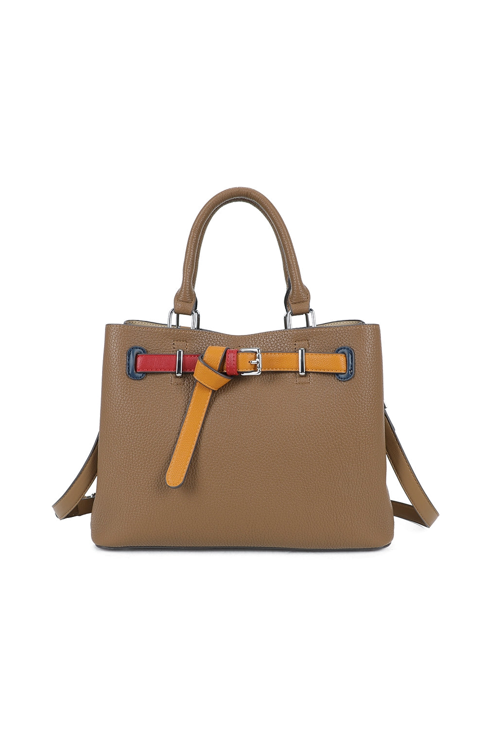Beltline Muse Triple Compartments PU Leather Top Handle Crossbody Bag - RY250425