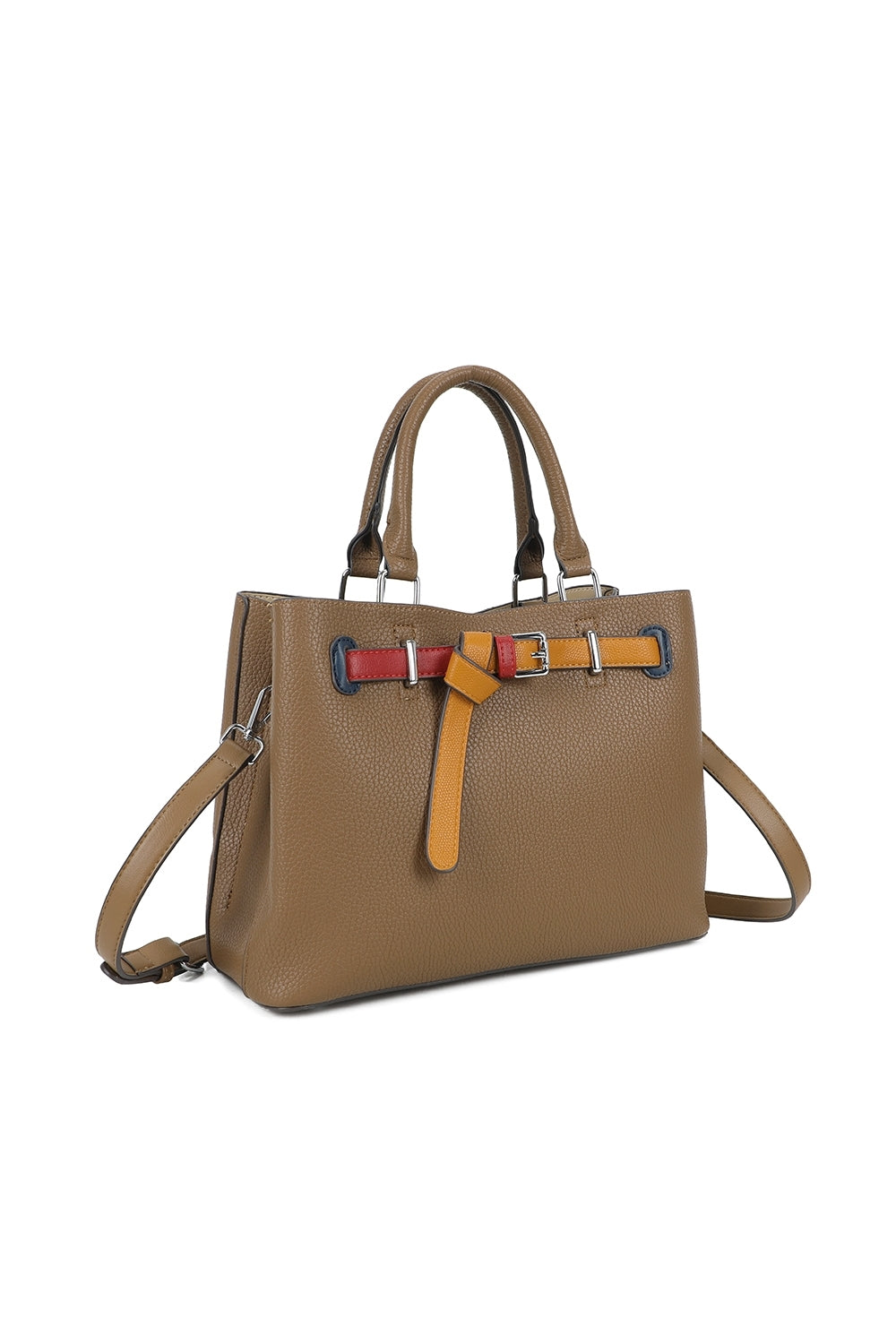 Beltline Muse Triple Compartments PU Leather Top Handle Crossbody Bag - RY250425