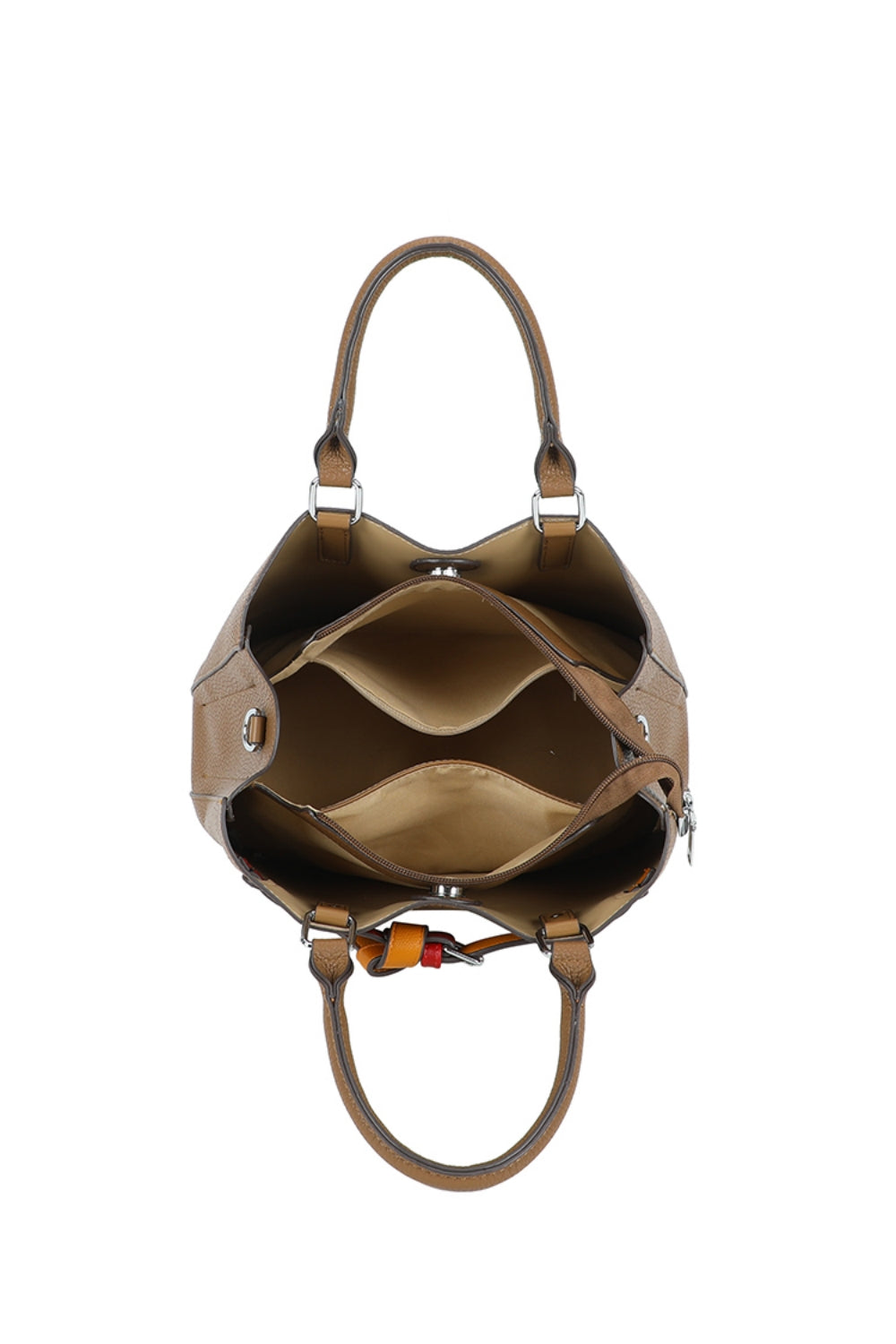 Beltline Muse Triple Compartments PU Leather Top Handle Crossbody Bag - RY250425