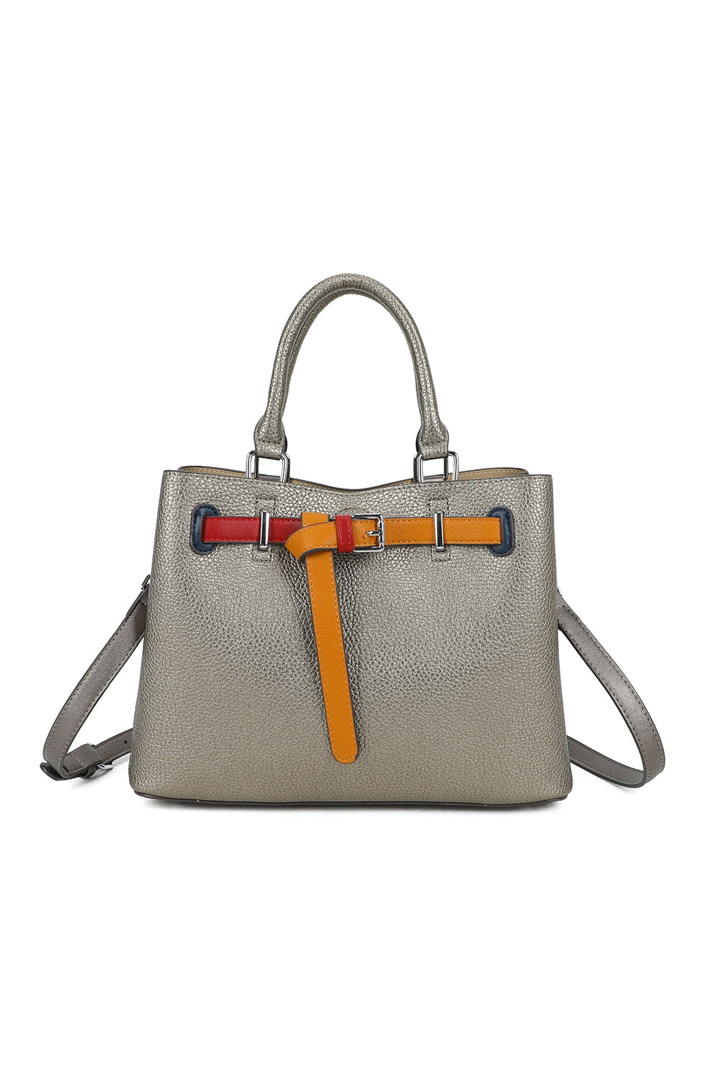 Beltline Muse Triple Compartments PU Leather Top Handle Crossbody Bag - RY250425