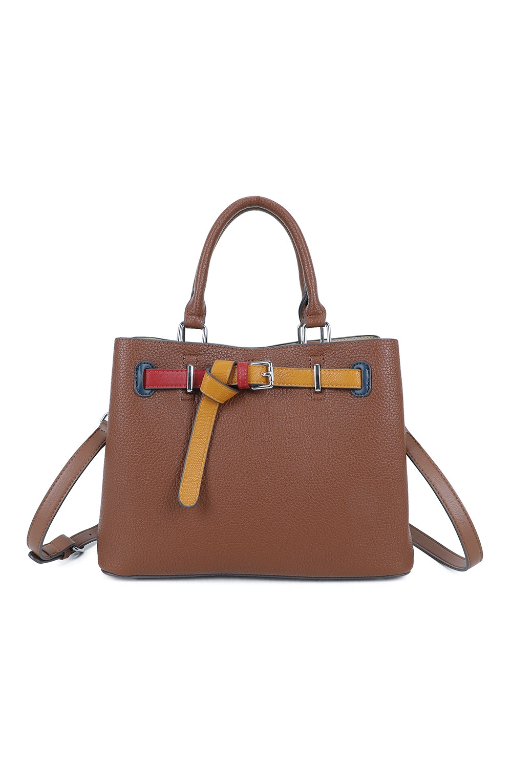 Beltline Muse Triple Compartments PU Leather Top Handle Crossbody Bag - RY250425
