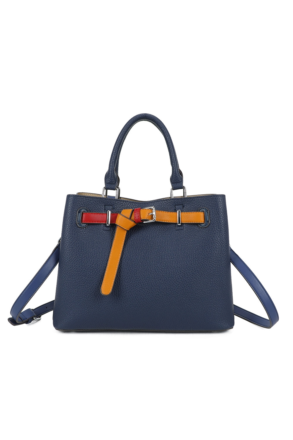 Beltline Muse Triple Compartments PU Leather Top Handle Crossbody Bag - RY250425
