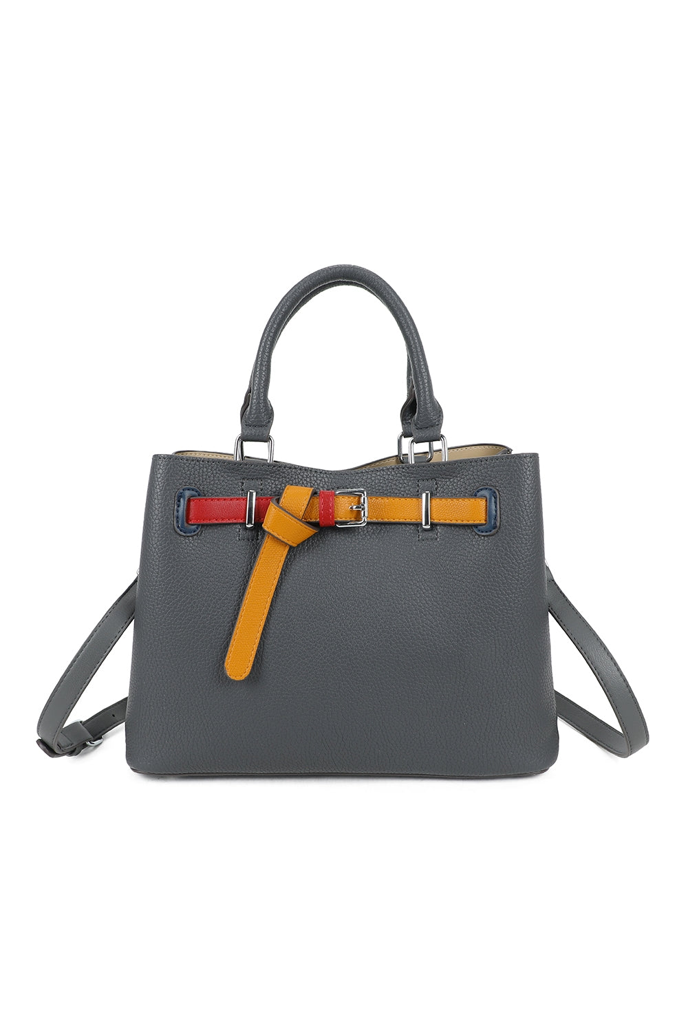 Beltline Muse Triple Compartments PU Leather Top Handle Crossbody Bag - RY250425