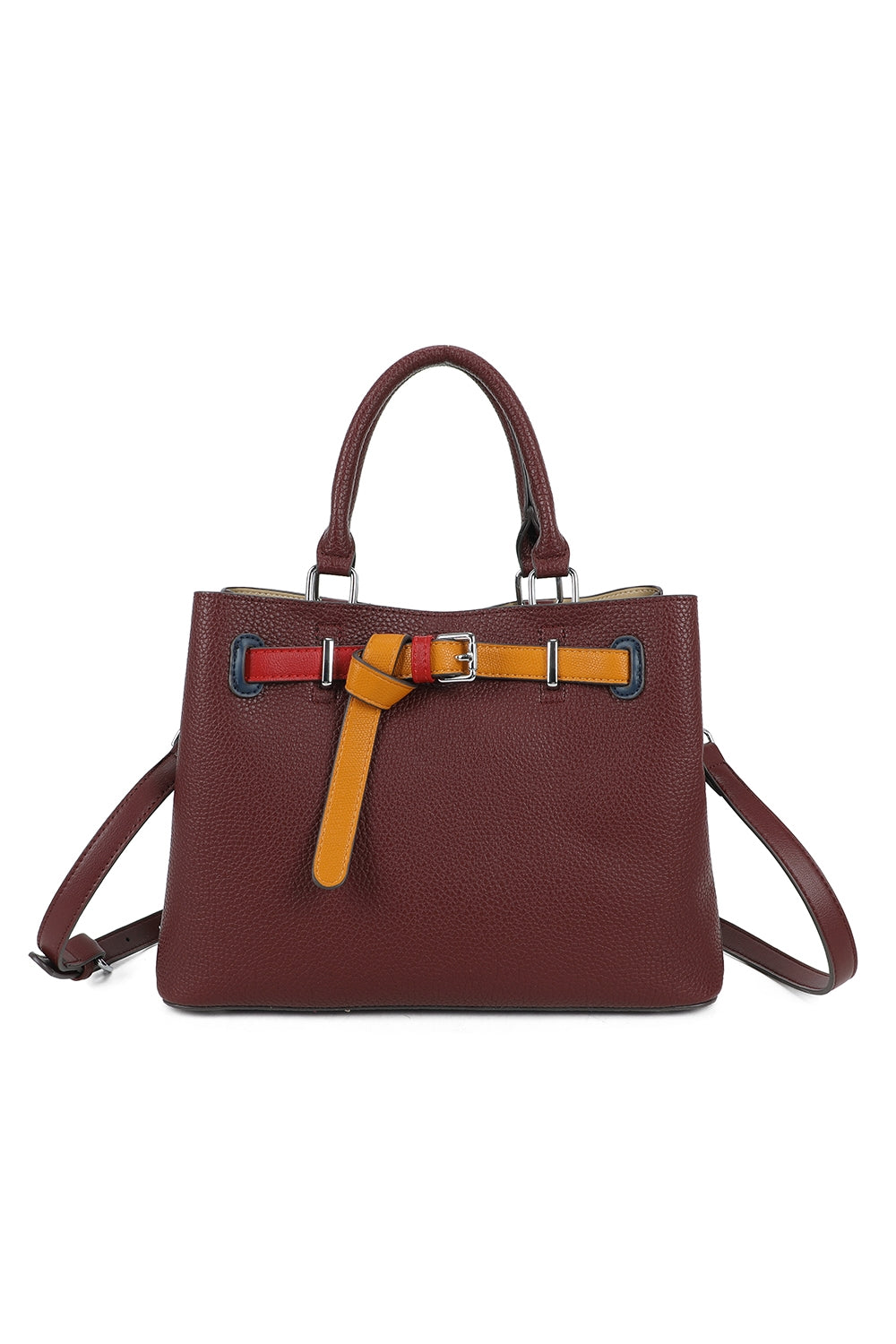 Beltline Muse Triple Compartments PU Leather Top Handle Crossbody Bag - RY250425