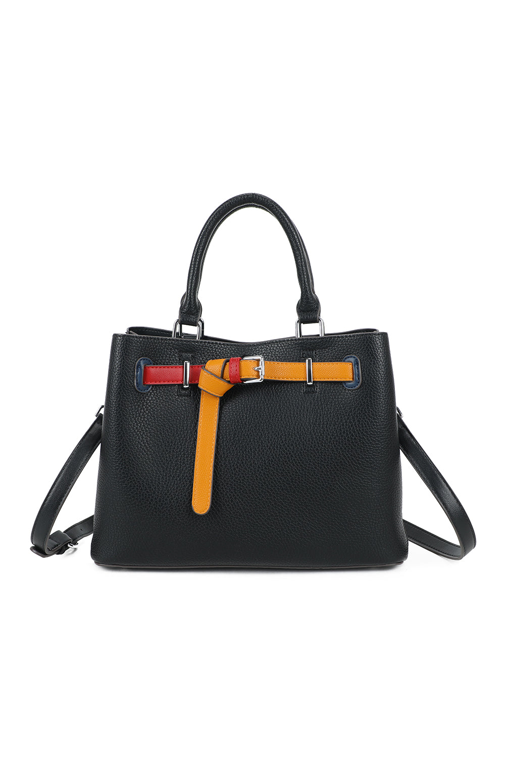 Beltline Muse Triple Compartments PU Leather Top Handle Crossbody Bag - RY250425