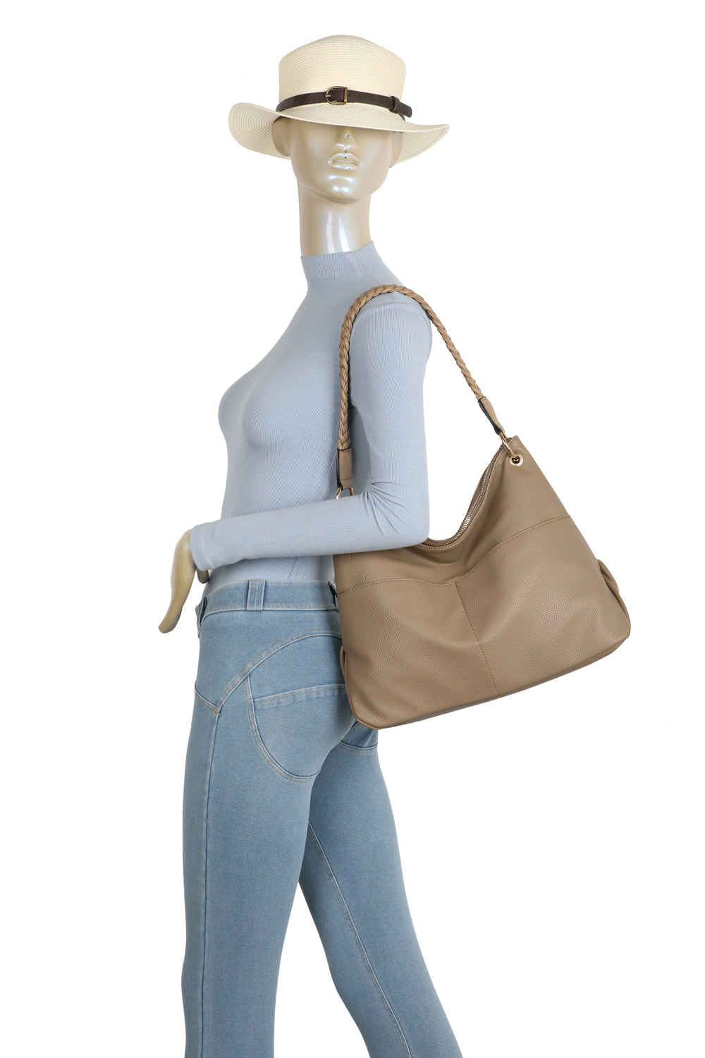 Braided Haven Hobo PU Leather Shoulder Bag - RW241201