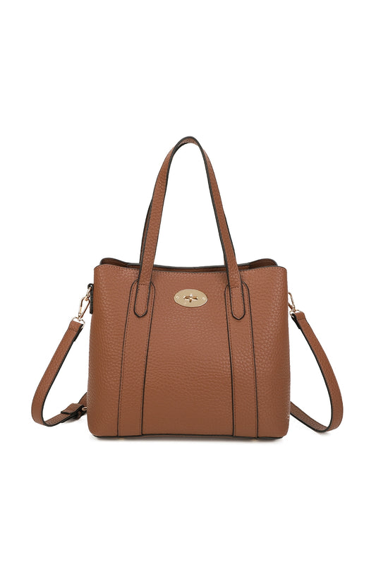 Evoline PU Leather Top Handle HandBag With Extra Removable Strap - RB250469