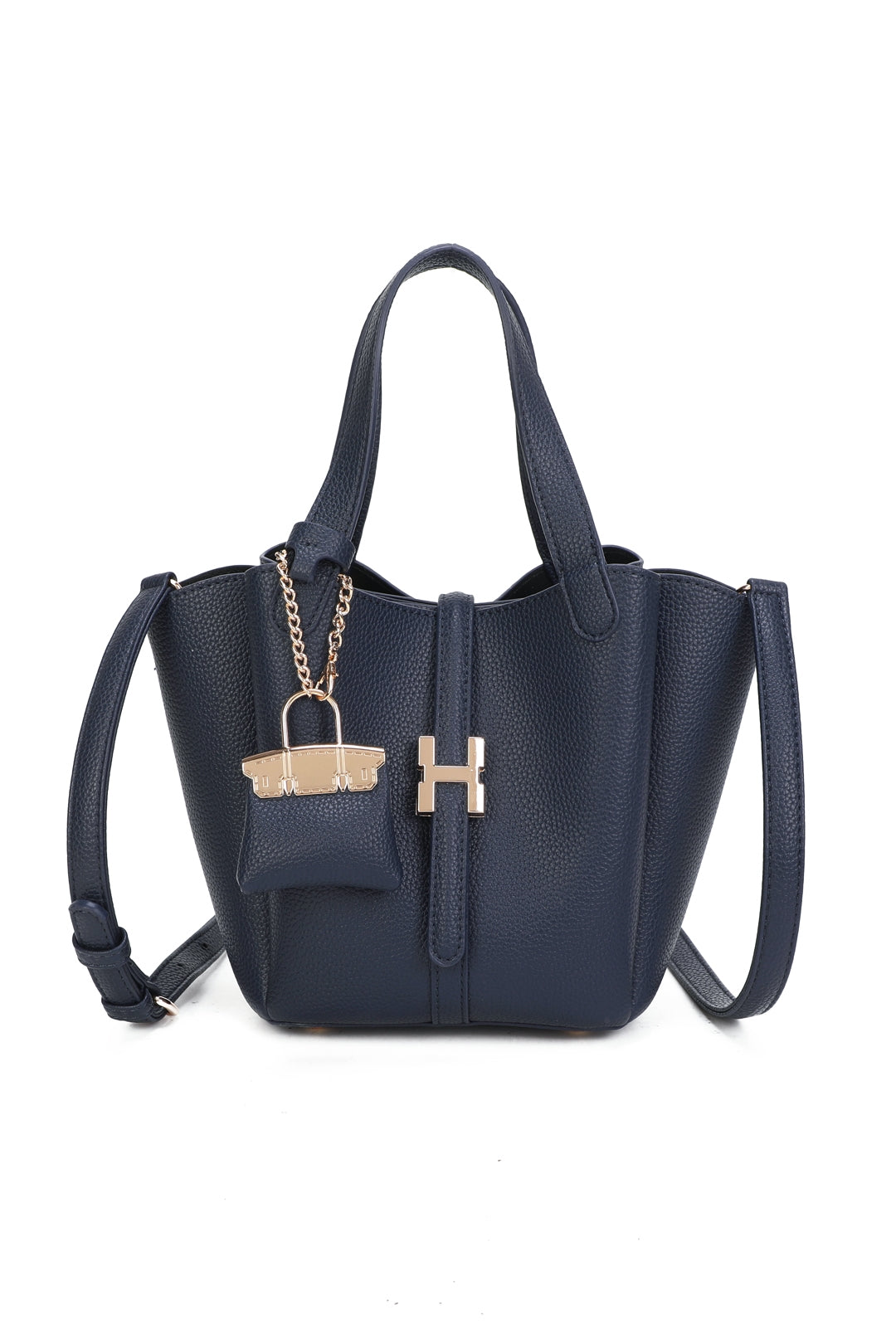 Cyrisse PU Leather Bucket Bag With A Mini Bag Charm - RG51003