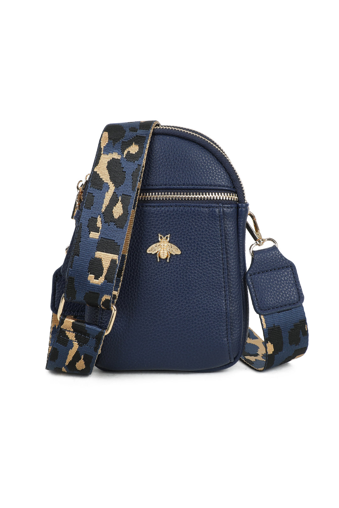Gabby Bee Badge Triple Pockets Crossbody Phone Bag with Canvas Strap - RB230921