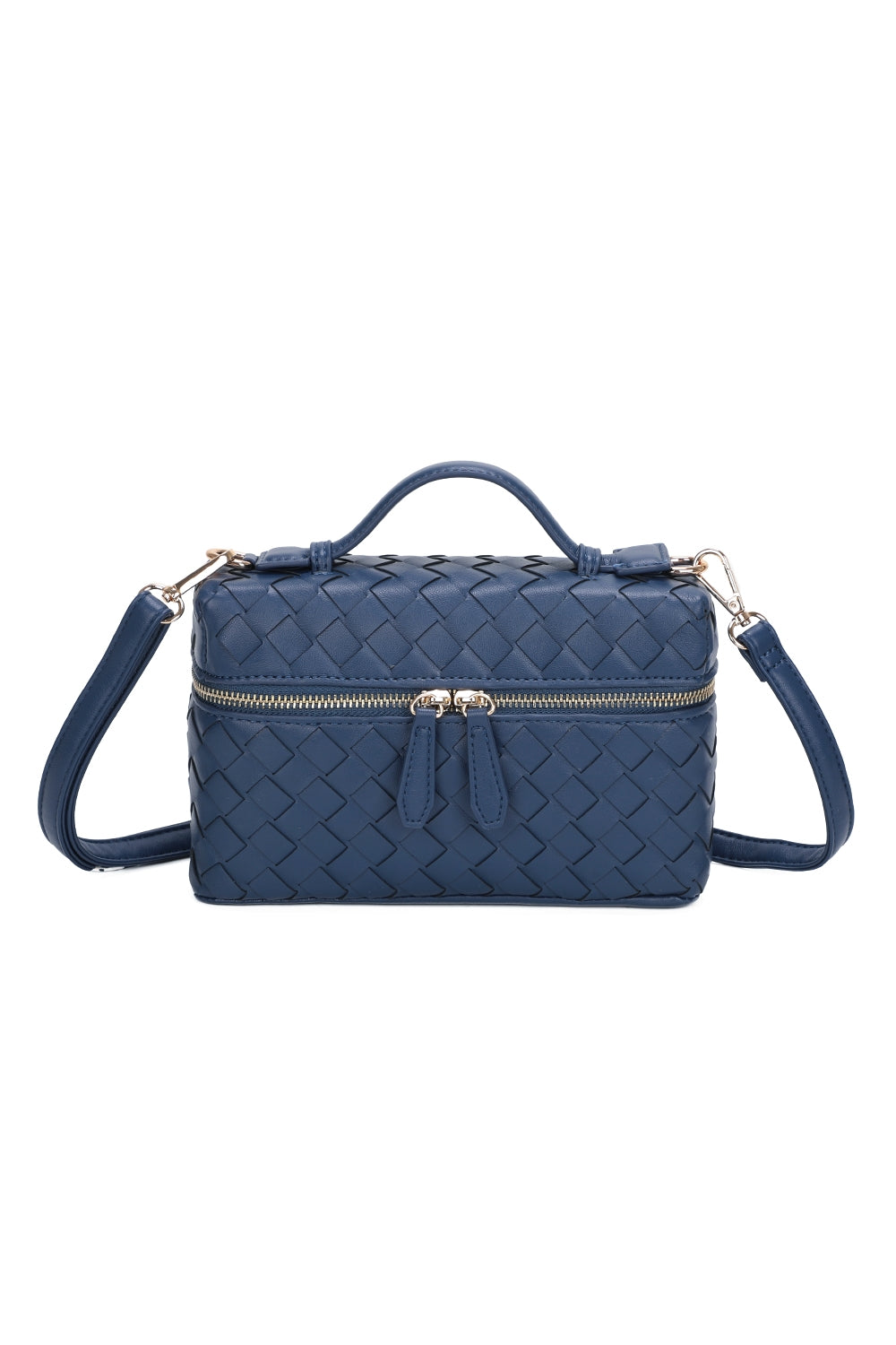 Artisan Woven PU Leather Top-Handle Crossbody Bag - RX25401