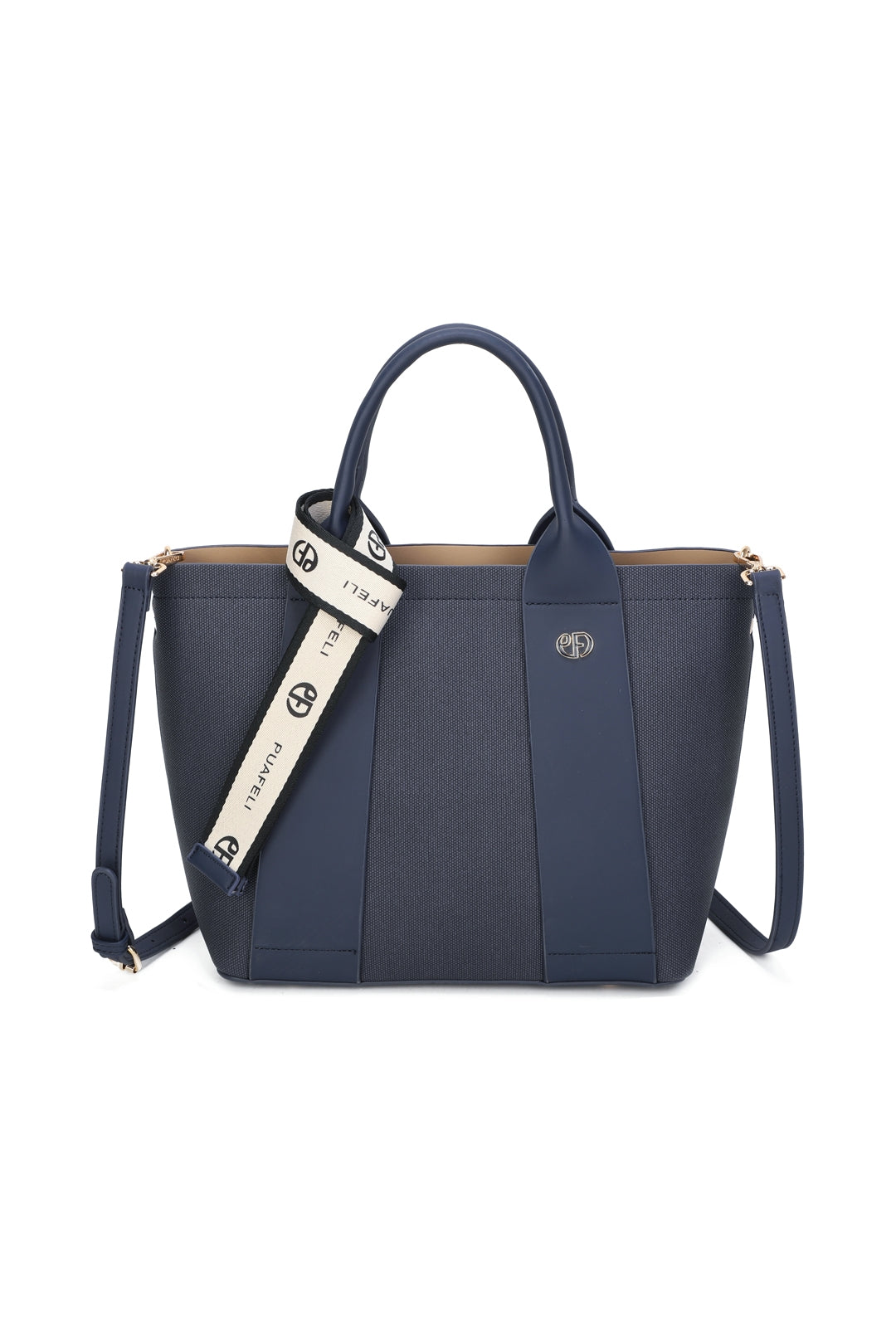 Valmont PU Leather Triple Compartment Structured Canvas Tote Bag - RY250973
