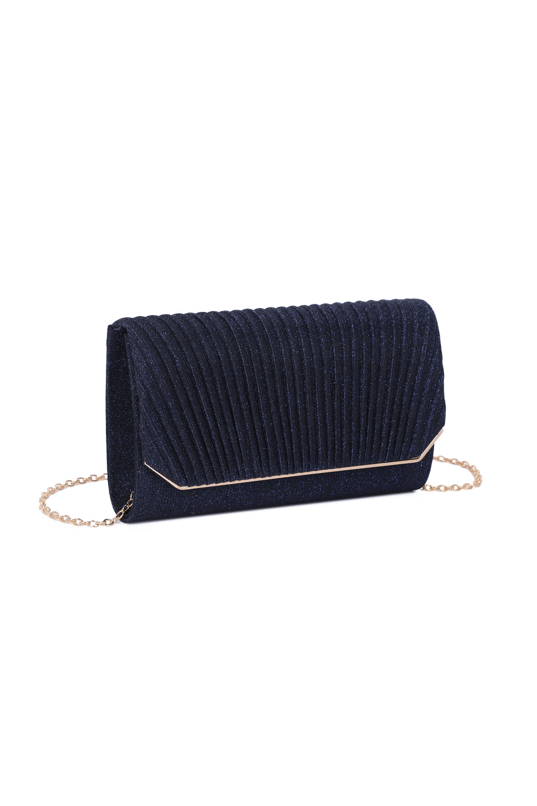 Celinea Glittering Trim Pleated Crossbody Bag With A Metal Chain - RH312
