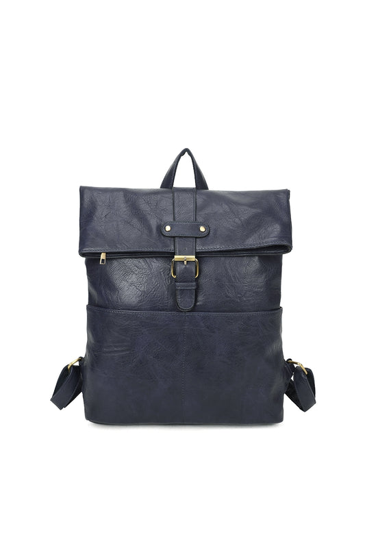 Buckle Style Unisex PU Leather Backpack - RX250581