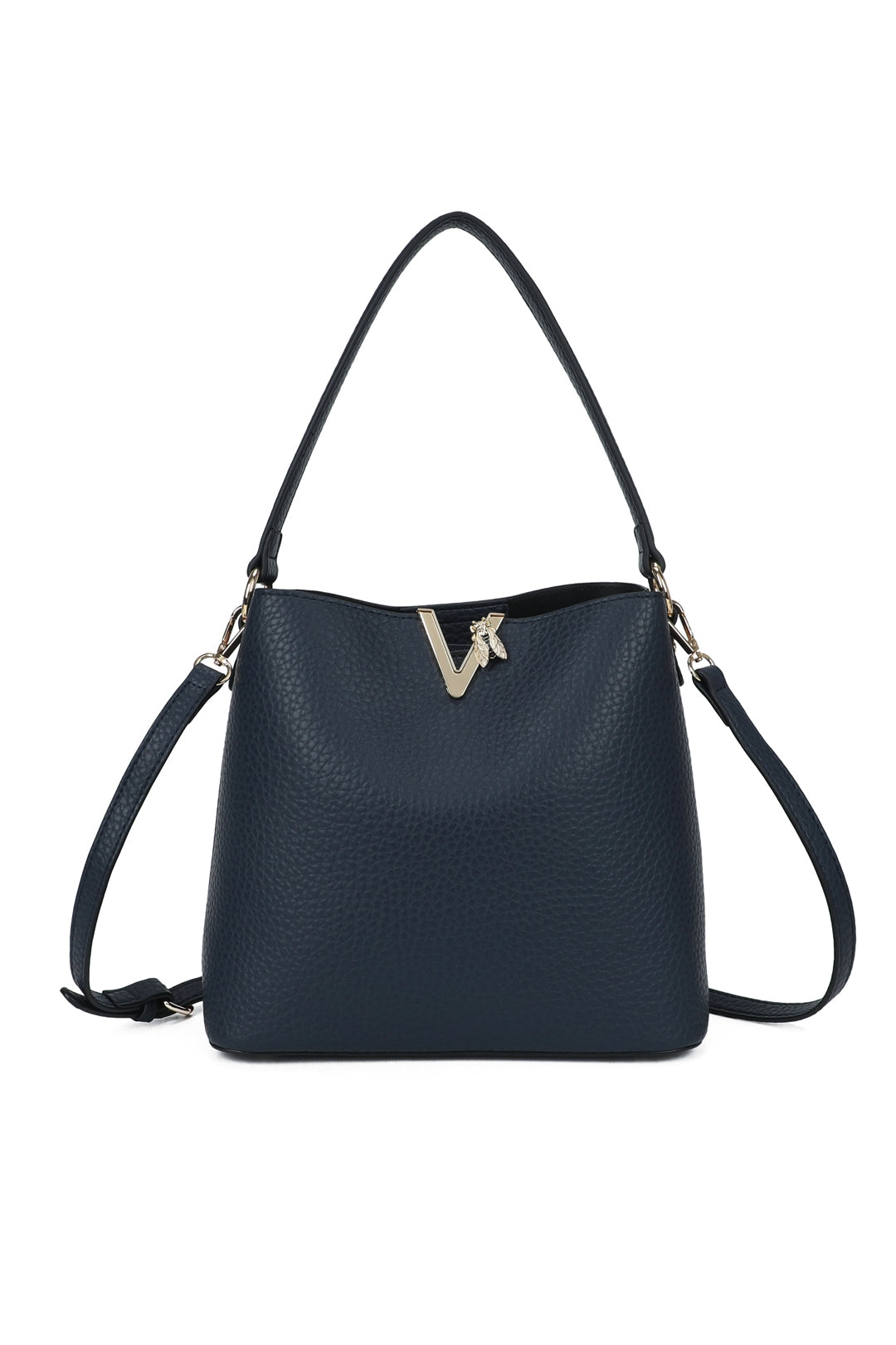 Veloura PU V-shaped Triple Compartments Top-Handle Bag- RB260513