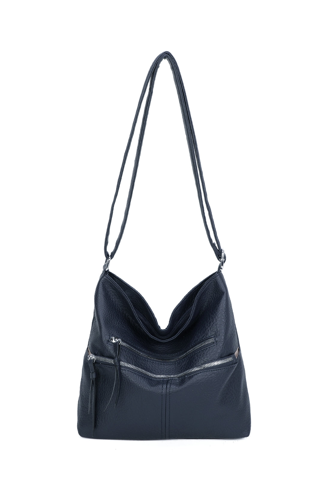 Harrison Minimalist Triple Zips PU Leather Oversized Crossbody Bag - RB220811