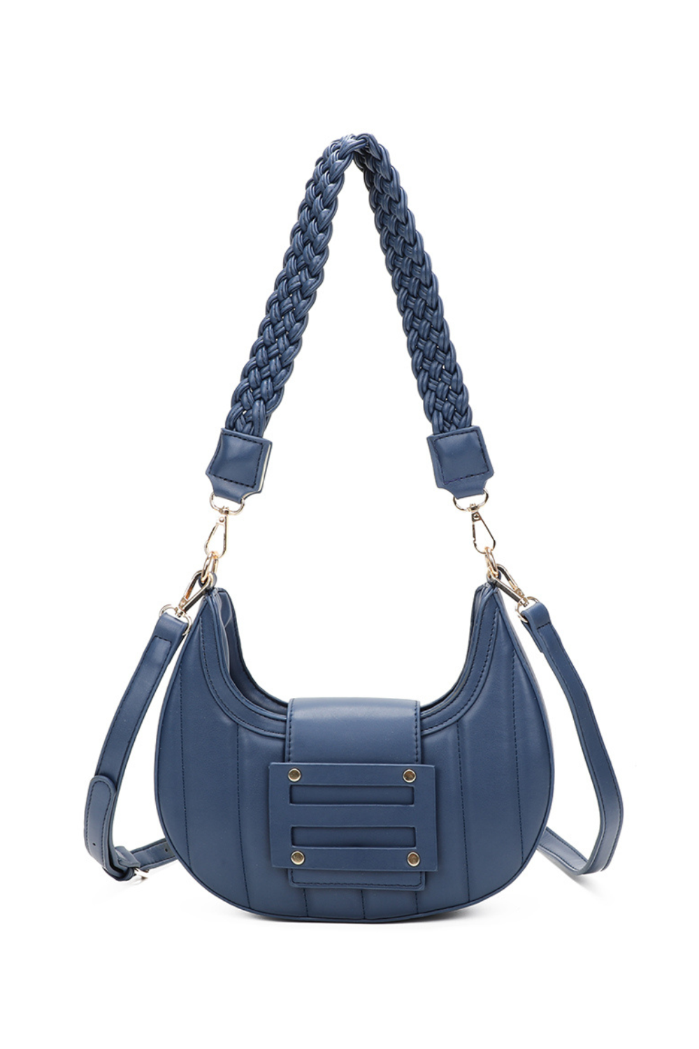 Lua Crescent Shaped PU Leather Shoulder Bag with Knotted Strap