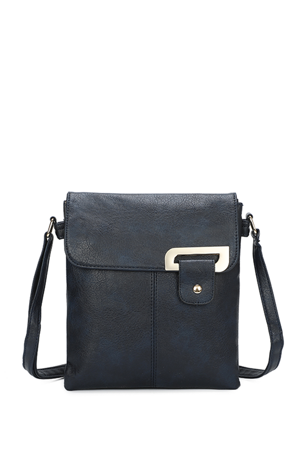 Clasico Gold Accent Buckle Crossbody Messenger Bag