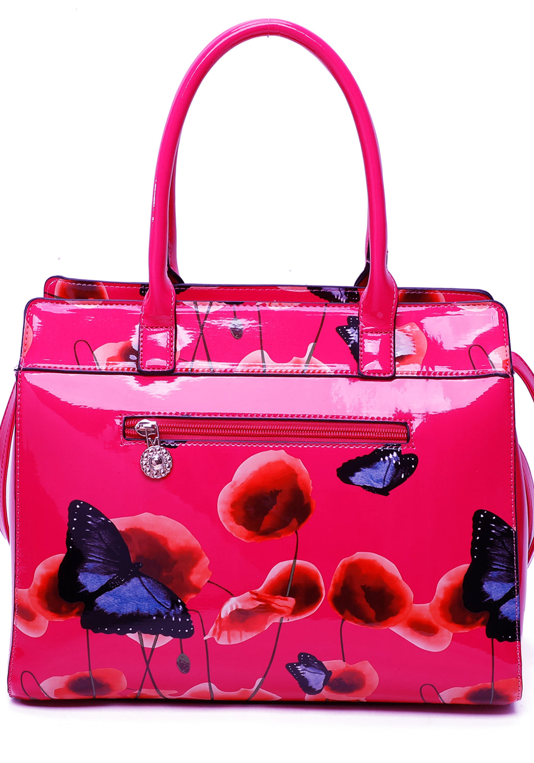 Papavero 2IN1 PU Patent Poppy Flower & Buttlefly Bucket Shaped With Purse Set - RJ200811