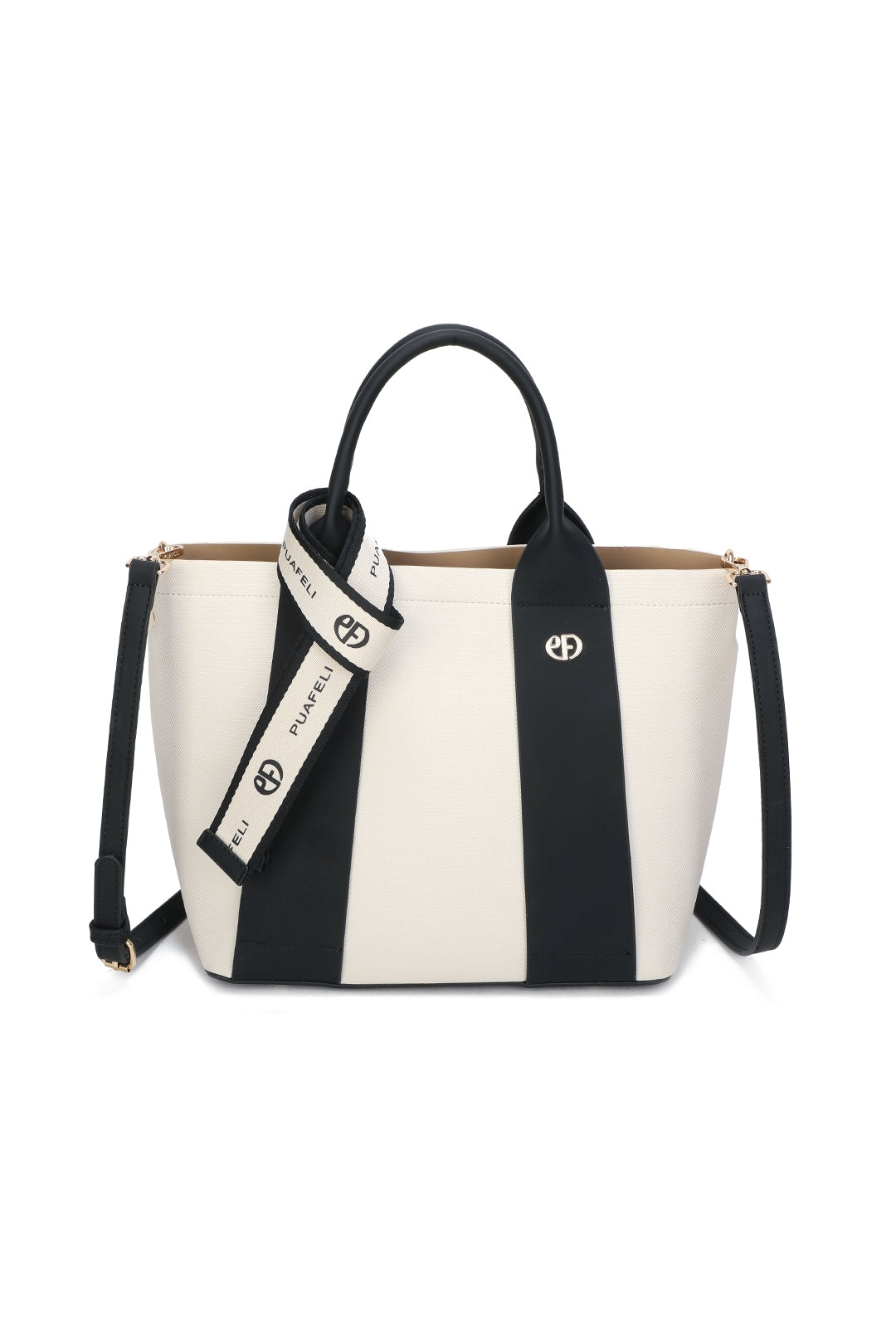 Valmont PU Leather Triple Compartment Structured Canvas Tote Bag - RY250973