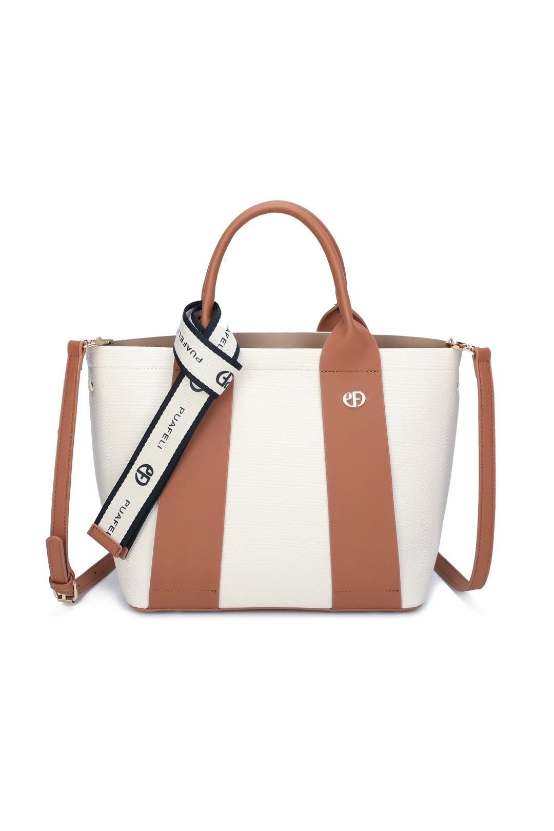 Valmont PU Leather Triple Compartment Structured Canvas Tote Bag - RY250973