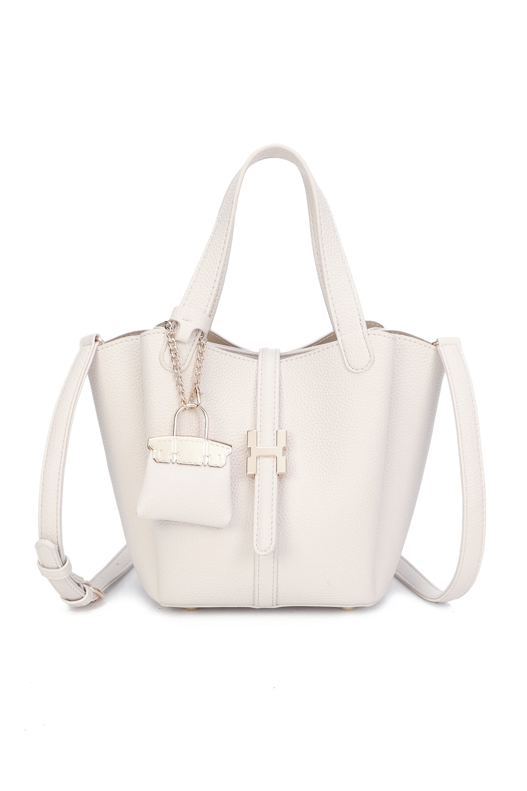 Cyrisse PU Leather Bucket Bag With A Mini Bag Charm - RG51003
