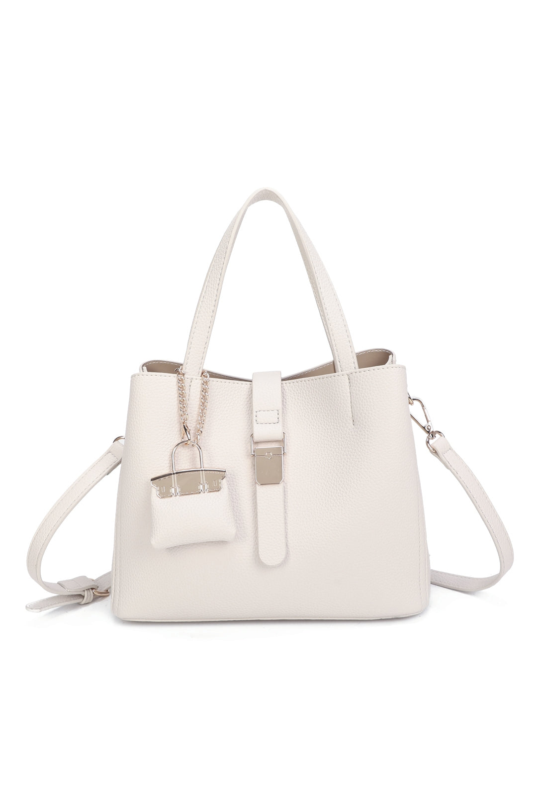 Ellory Triple Compartments Top Handle Tote Bag With Mini Bag Charm - RG51002