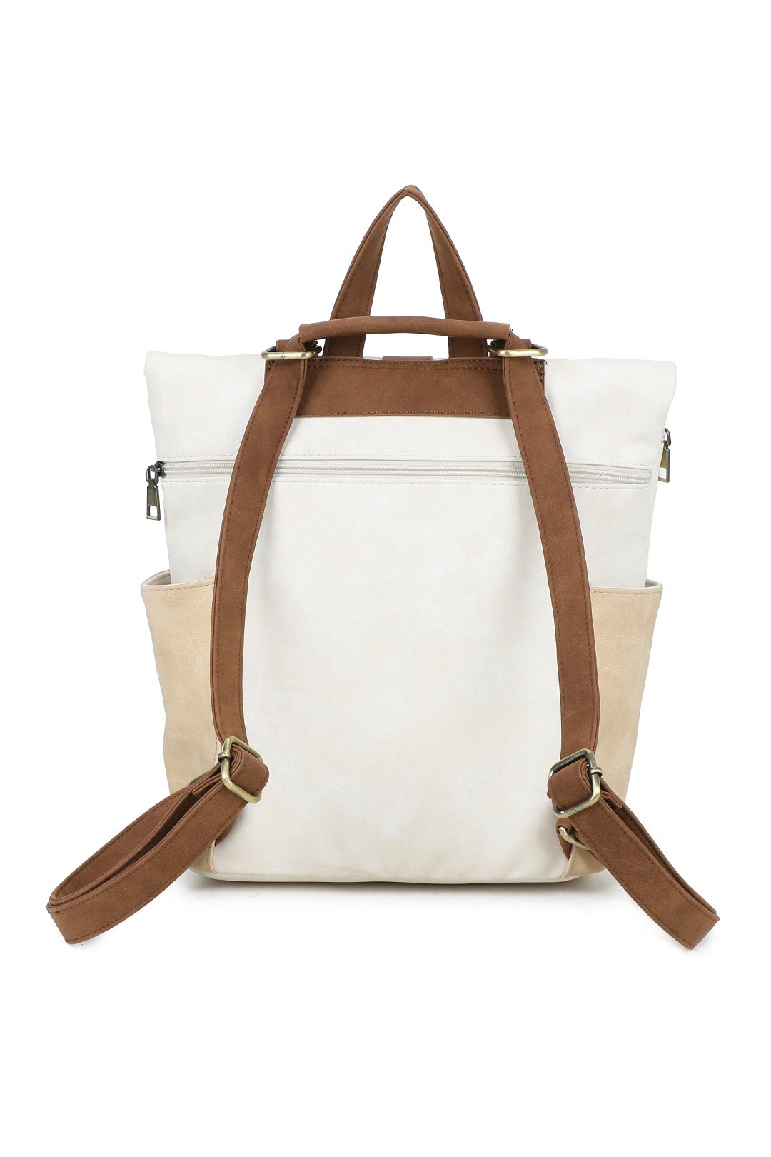 Terra Multi Pockets Fold-over Suede Leather Rucksack - RW250901
