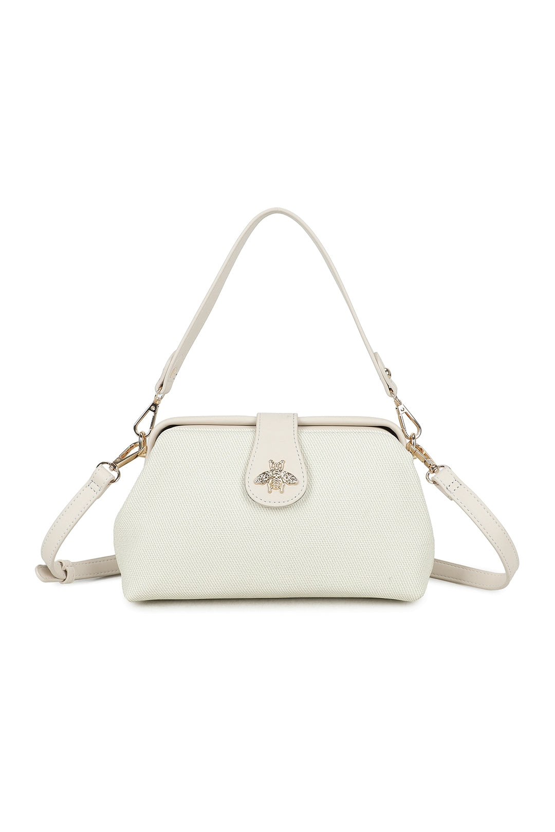 Isold Classic Bee Badge PU Leather Top Handle Crossbody Hobo Bag - RJ241075
