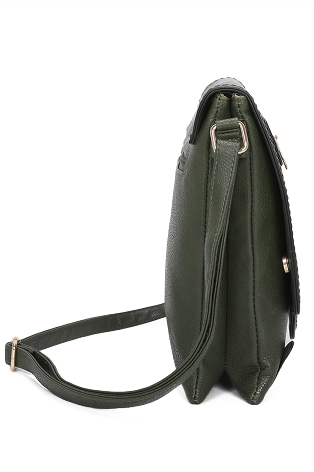 Sara Triple Zip Dual Compartments PU Crossbody Messenger Bag - RM140901