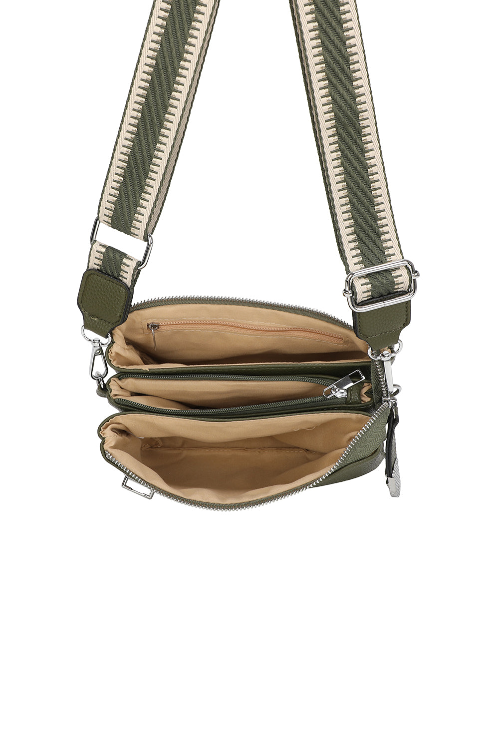 Lunaris Triple Compartment Crossbody Bag With A Fixed Lock - RM250612