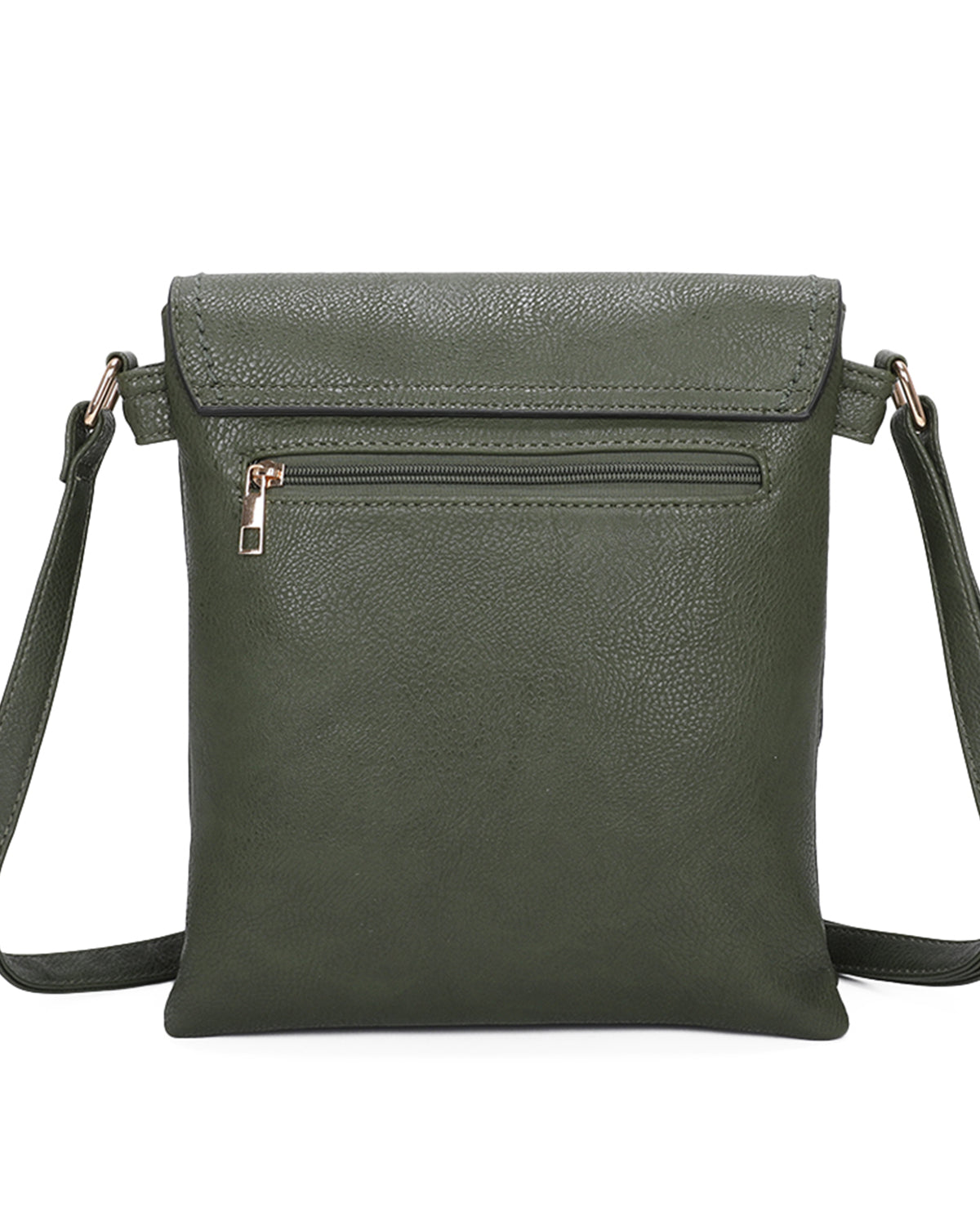 Sara Triple Zip Dual Compartments PU Crossbody Messenger Bag - RM140901