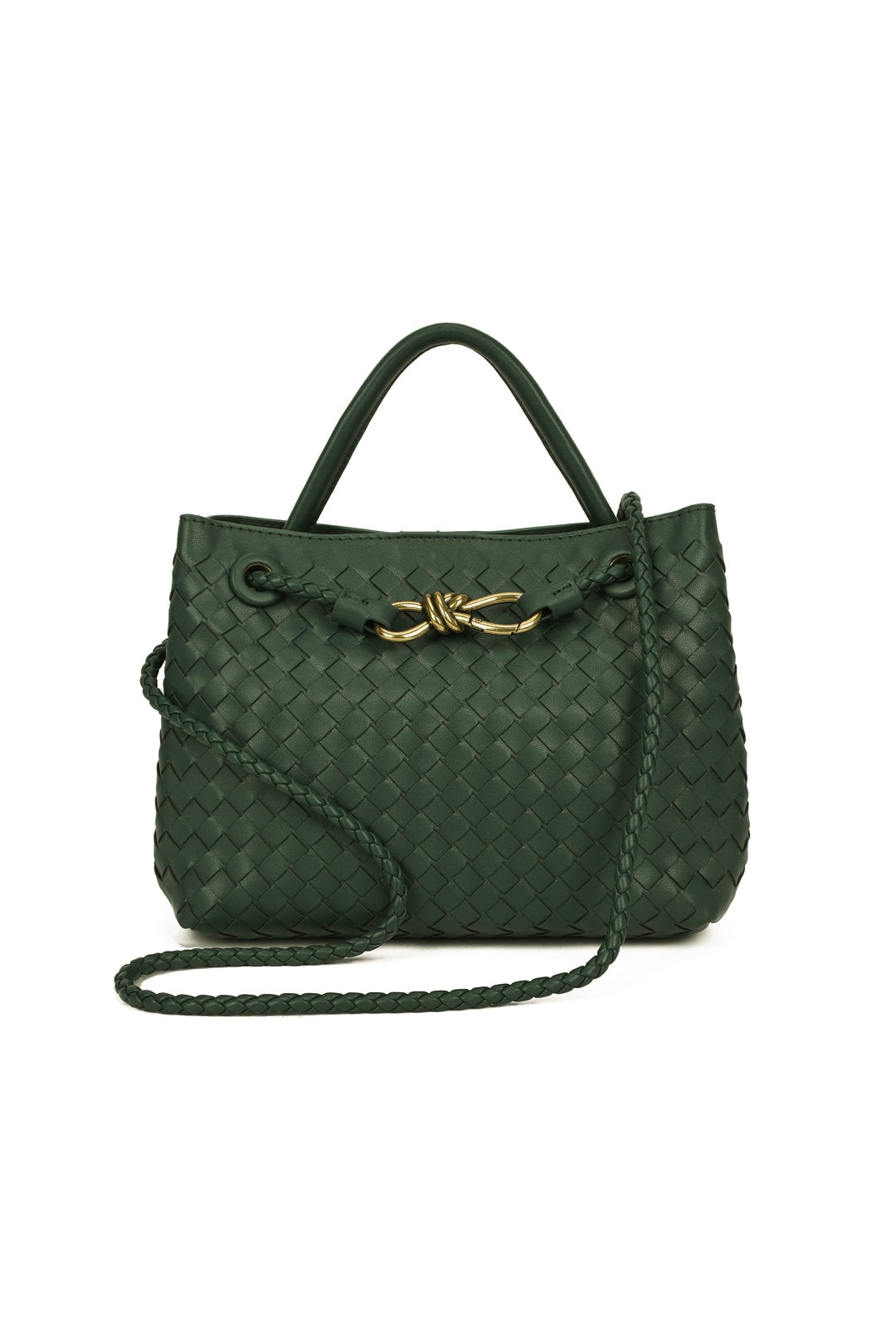 Mirelle Hand-woven Top-Handle Tote Bag With Bronze Knot Detail - RX26402