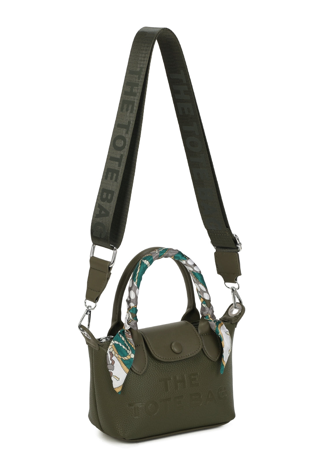 Bronte PU Leather Scarfed Mini Top Handle Tote Bag - RJ260541