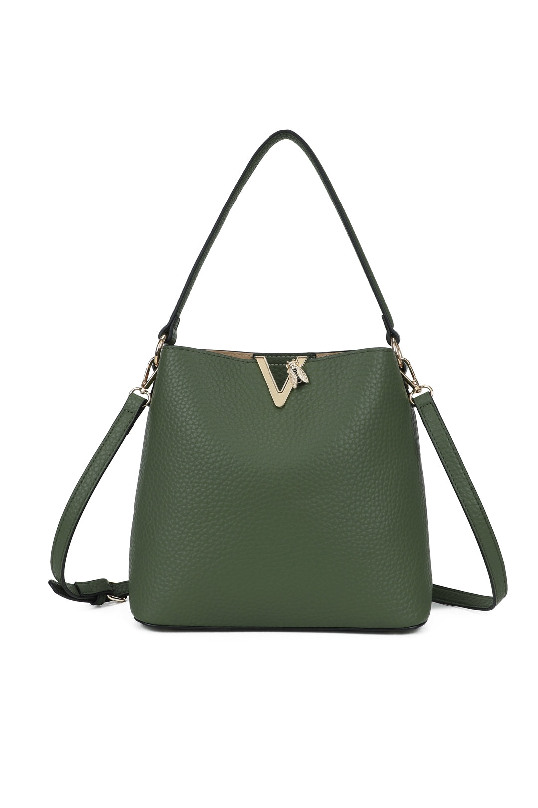 Veloura PU V-shaped Triple Compartments Top-Handle Bag- RB260513