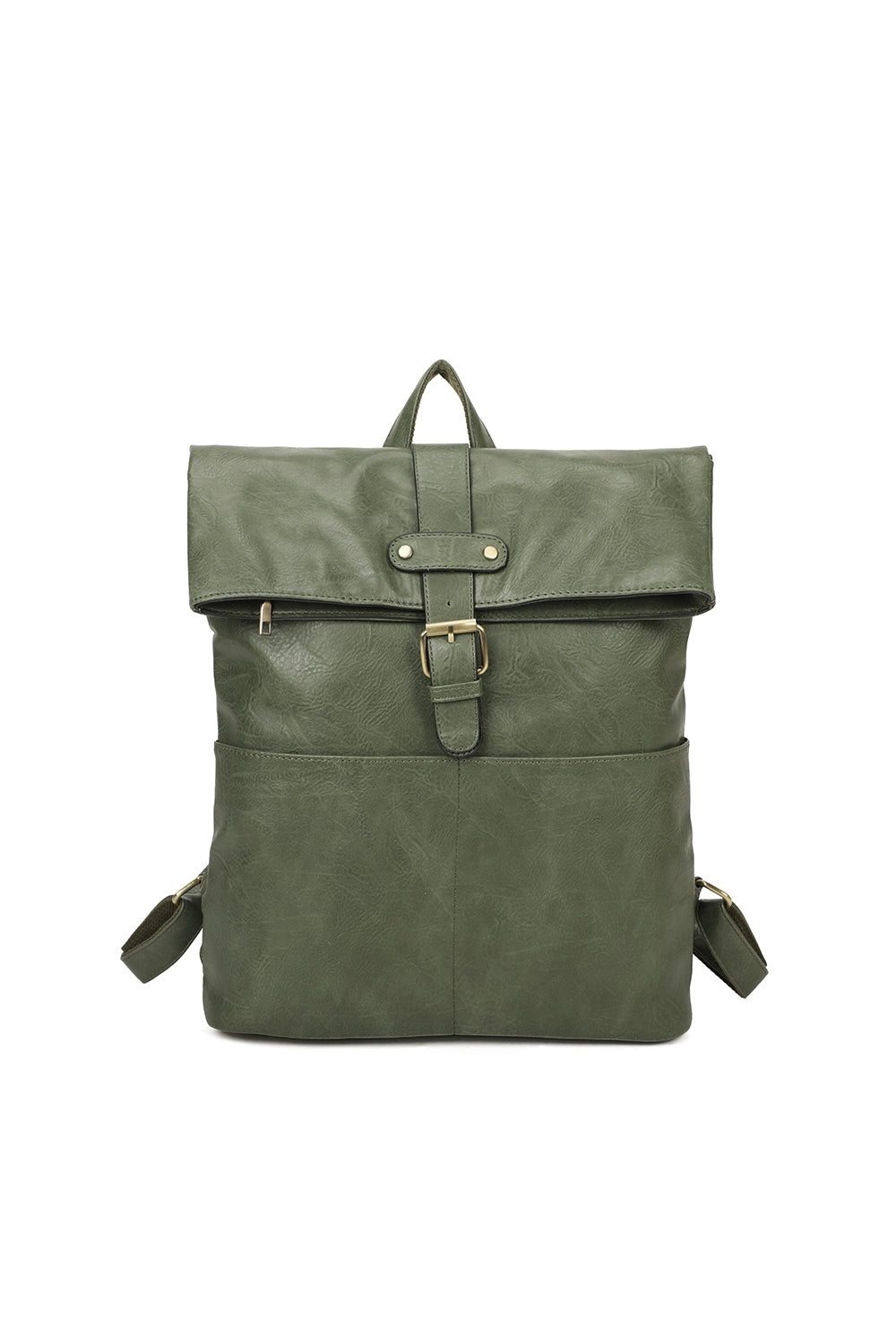 Buckle Style Unisex PU Leather Backpack - RX250581