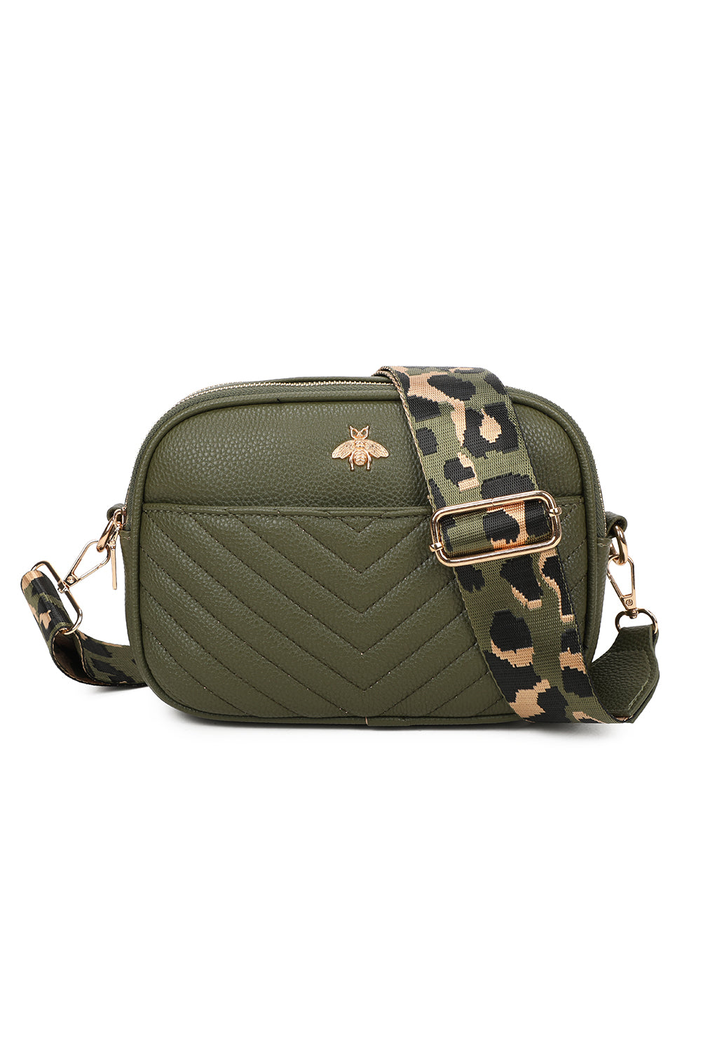 Bee Badge Quilted Double Zipper Compartment Tassel Crossbody Handbag - RW250451