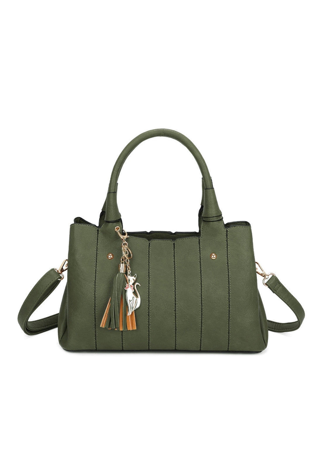 Katze Striped PU Leather Tote Shoulder Handbag with Kitten Charm(RB170853)