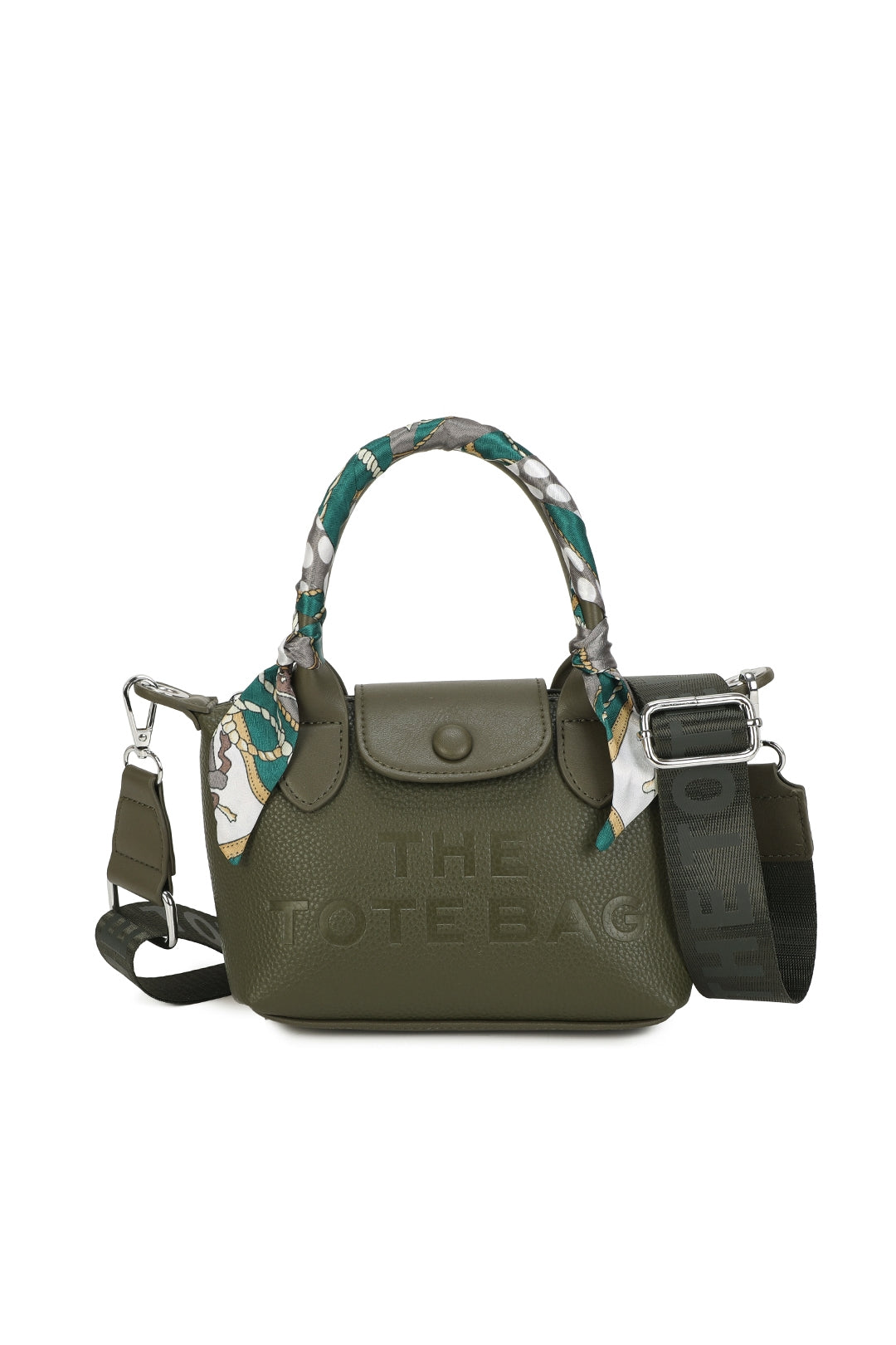 Bronte PU Leather Scarfed Mini Top Handle Tote Bag - RJ260541