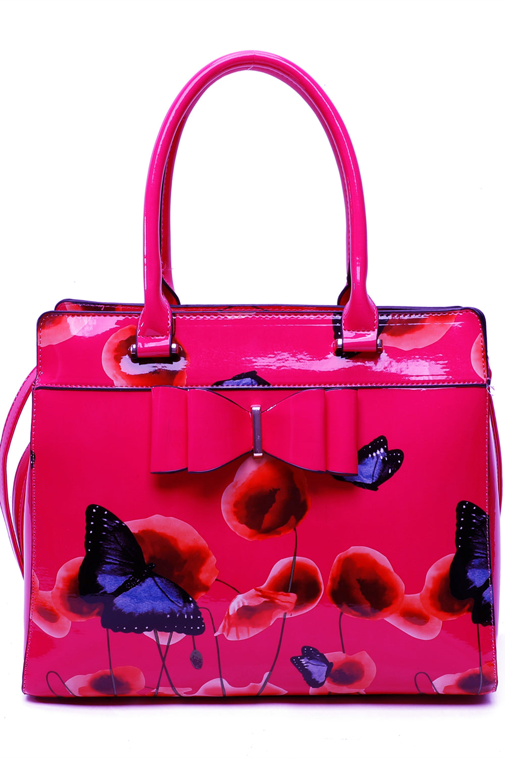 Papavero 2IN1 PU Patent Poppy Flower & Buttlefly Bucket Shaped With Purse Set - RJ200811