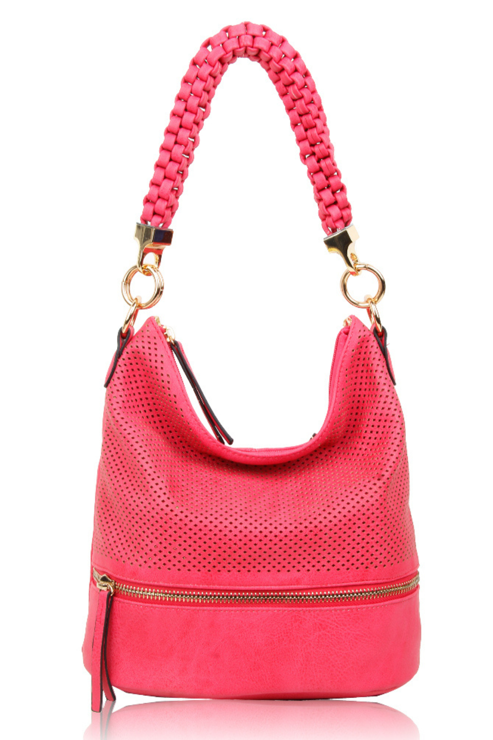 Trous PU Leather Shoulder Bag with Braided Handle